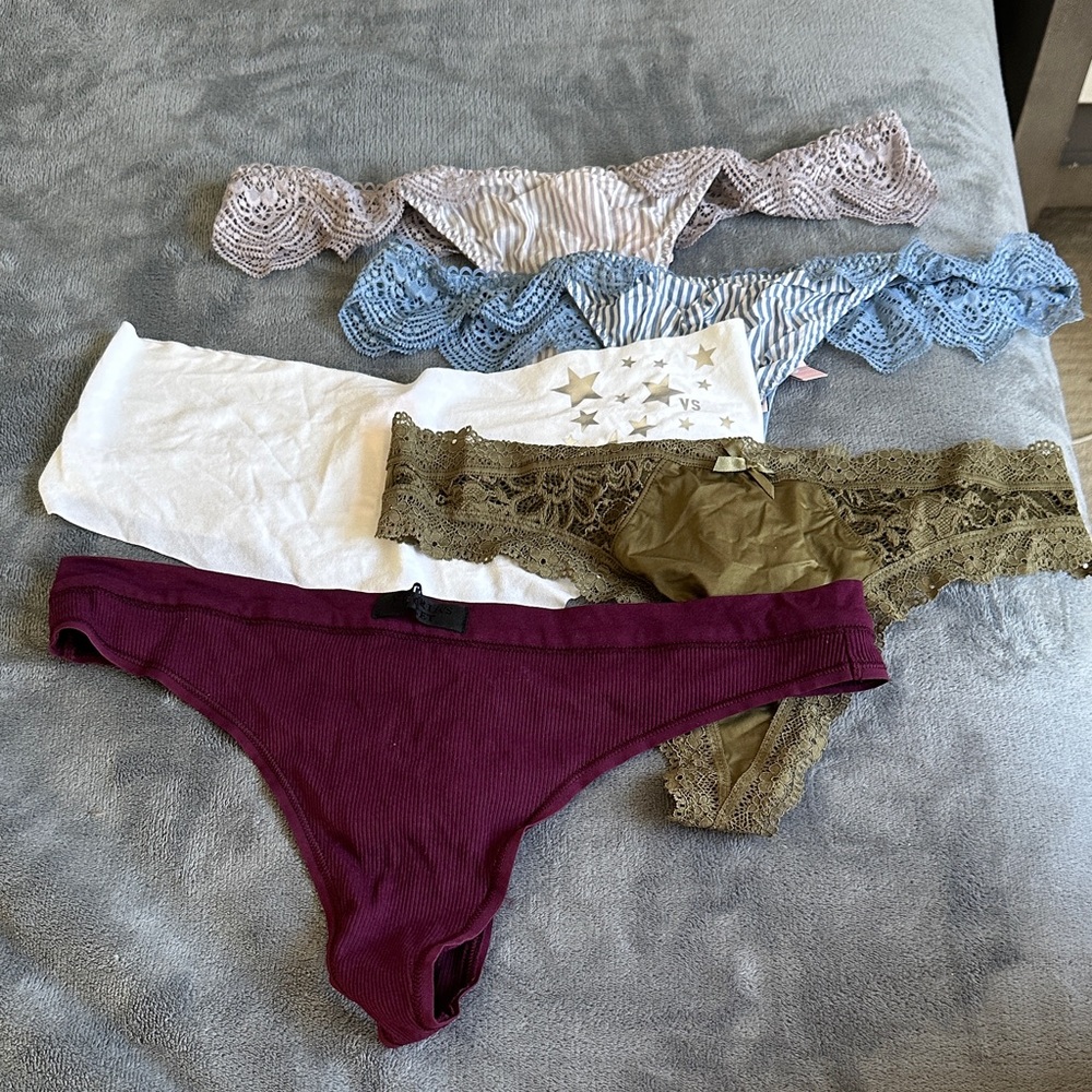Victoria's Secret Panties Set - Purple, White, Olive, Blue